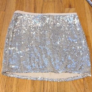 Topshop Silver Sequins Mini Skirt Size 2